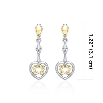 Celtic Heart Sterling Silver and 14K Gold Accent Post Earrings MER1676